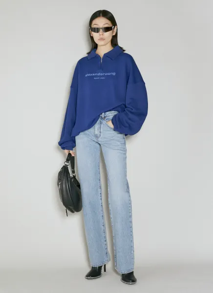 Logo Embellished Half-Zip Sweatshirt