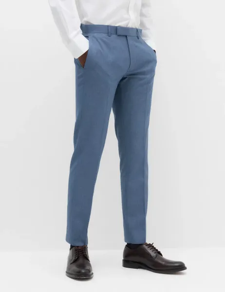 Marks & Spencer Tailored Fit Textured Suit Trousers Light Airforce