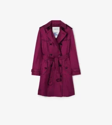 Long Silk Foxfield Trench Coat in Allium purple