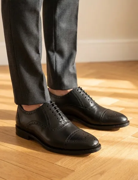 Jones Bootmaker Wide Fit Leather Oxford Brogues Black