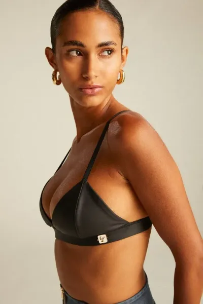 Freddy Faux Leather Bralette - Black