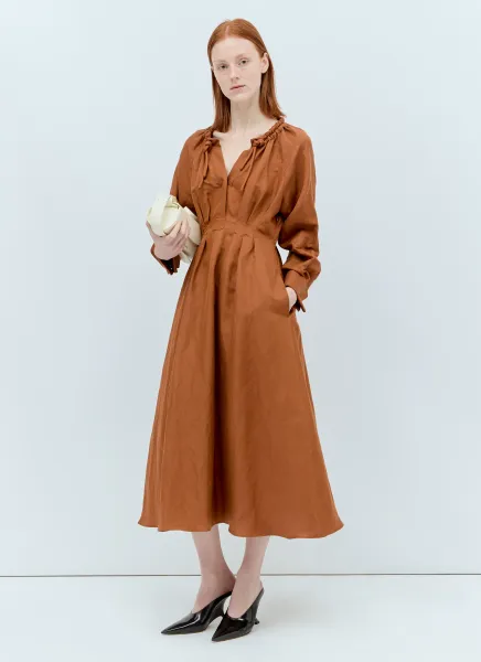 Linen And Silk Midi Dress