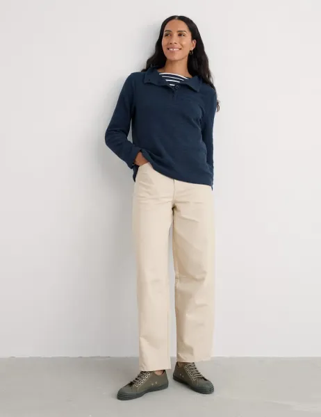 Seasalt Cornwall Pure Cotton Funnel Neck Sweatshirt Navy