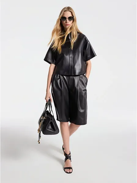 Cropped Leather Shirt
