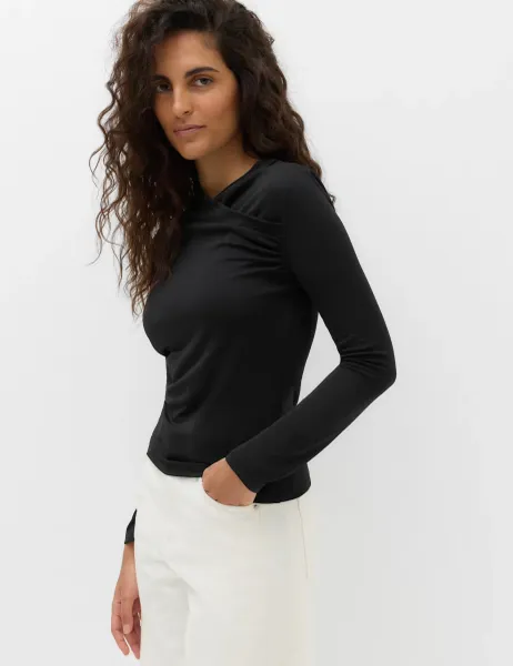 Marks & Spencer Draped Cowl Neck Going Out Top Black