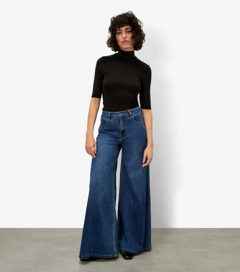 Women's Navy Super Wide Leg Jeans