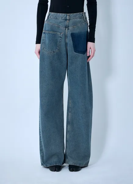 Wide-Leg Patch Pocket Jeans