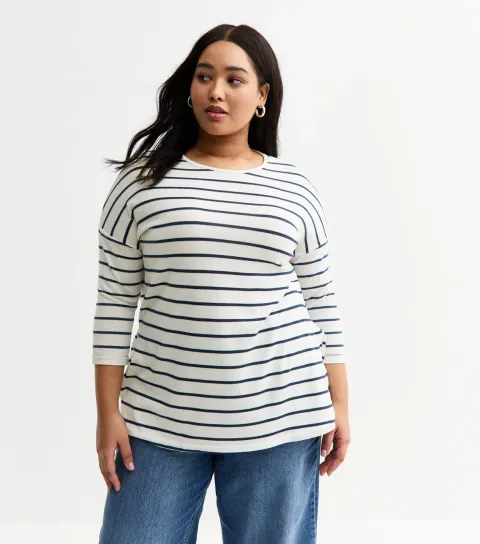 Women's White Textured Striped Top