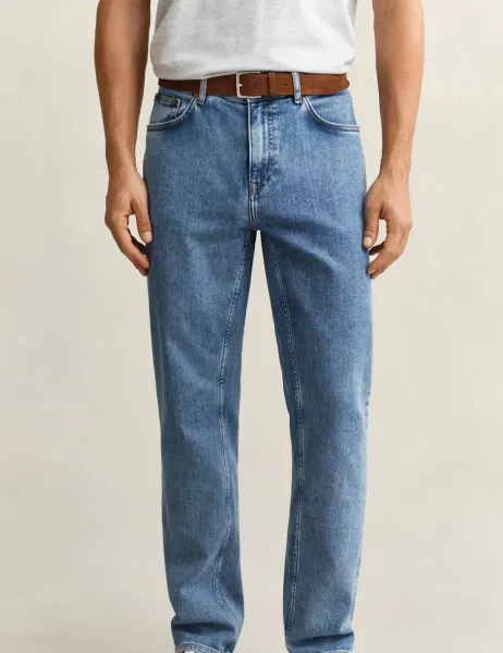 Gant Regular Fit Clean Wash 5 Pocket Jeans Light Blue