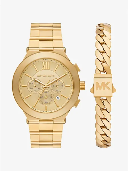 Oversized Billie Gold-Tone Watch and Bracelet Gift Set