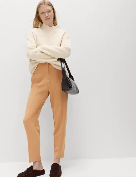 Marks & Spencer Tapered Ankle Grazer Trousers Camel