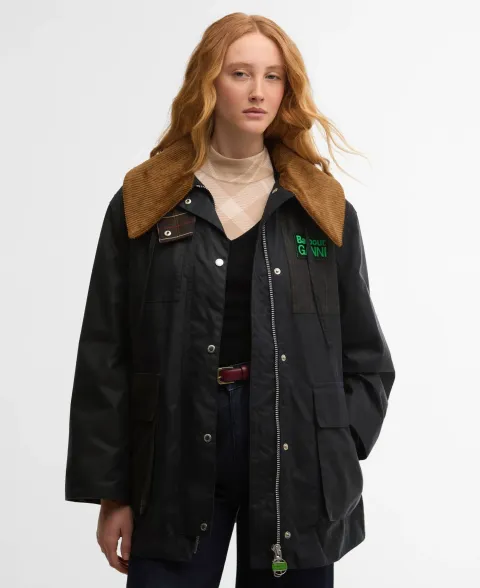 x GANNI Waxed Duffle Coat