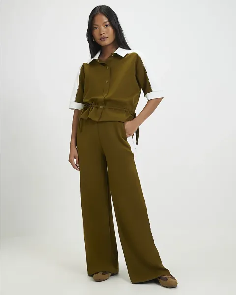 River Island Petite Premium Blocked Wide Trousers