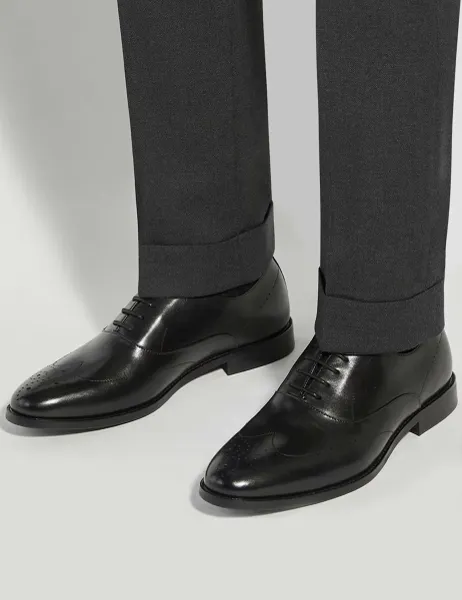 Dune London Wide Fit Leather Brogues Black