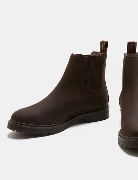 Marks & Spencer Nubuck Waterproof Chelsea Boots Dark Brown