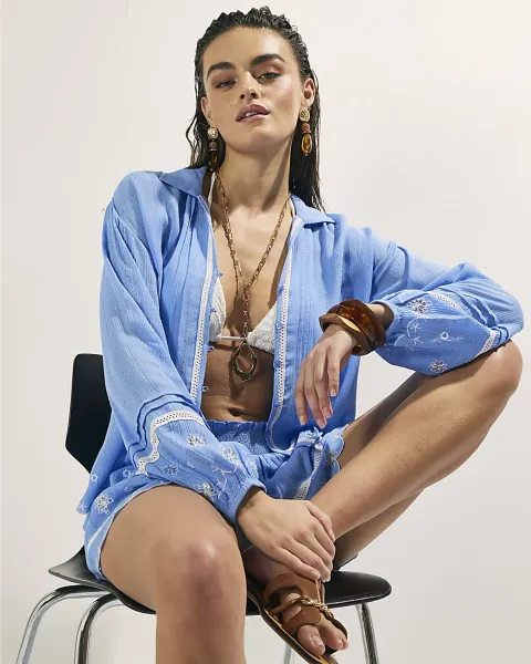 River Island Lace Trim Embellished Shirt