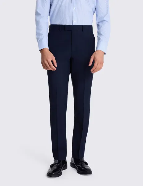 Moss Tailored Fit Wool Rich Performance Suit Trousers Navy