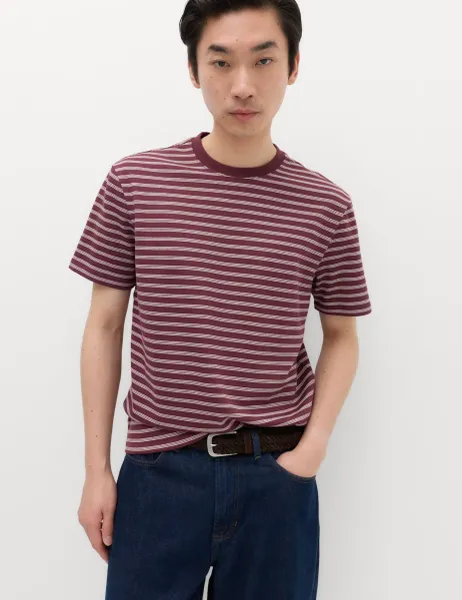 Marks & Spencer The Ultimate Cotton Rich Breton T-Shirt Bordeaux