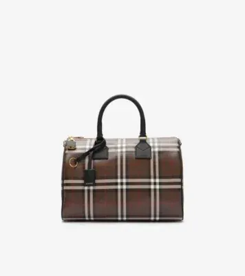 Medium Check Bowling Bag in Chocolate brown