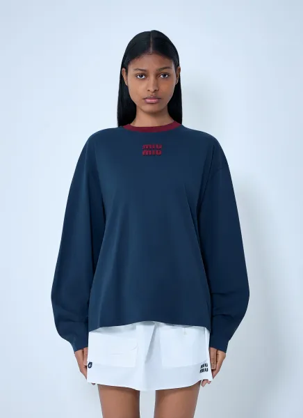 Cotton Jersey Sweatshirt with Logo Motif