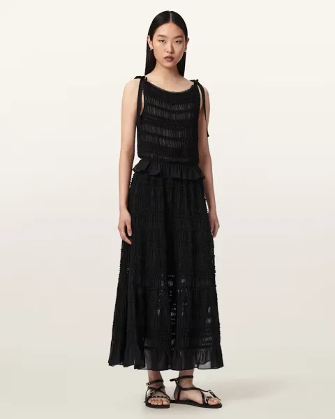 Lotus Shirred Maxi Skirt