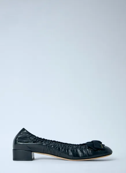 Leather Bow Detail Ballet Flats
