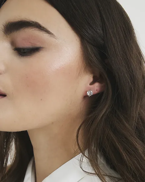 River Island Diamond Simulant Cross Stud Earrings