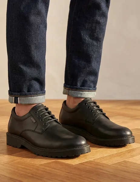 Waterproof Leather Lace Up Brogue Shoes Black