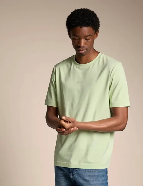Boss TChup Contrast Logo T-Shirt in Stretch Cotton Light Green