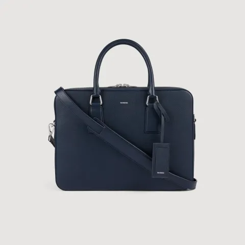 Large grained leather briefcase