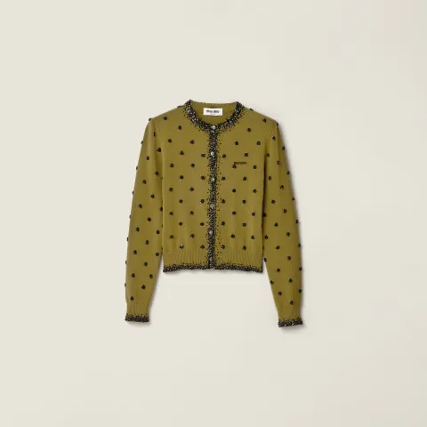 Embroidered cashmere cardigan