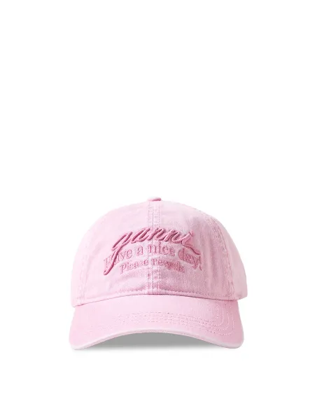 GANNI Washed Cotton Cap Pink Nectar