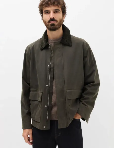 Marks & Spencer Pure Cotton Wax Jacket Dark Khaki