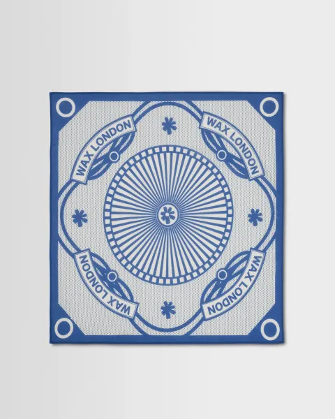 Sloane - Ecru and Blue Wax Bandana Neck Scarf