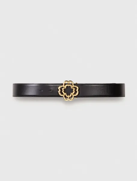 Leather belt with Clover logo
