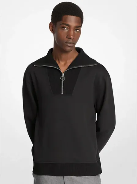 Cotton Terry Funnel Neck Sweater