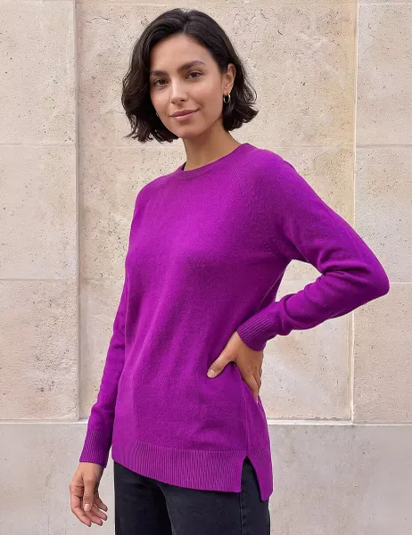Roman Split Hem Jumper Magenta