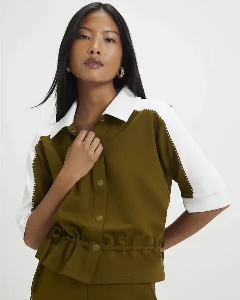 River Island Petite Premium Blocked Polo Shirt