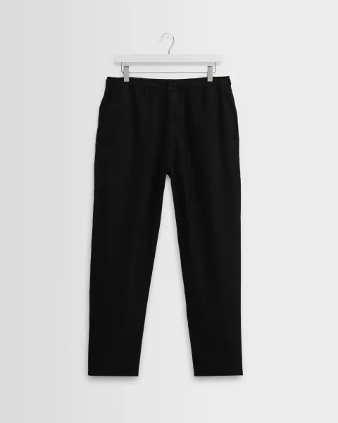 Kurt - Black Washed Linen Relaxed Fit Trousers