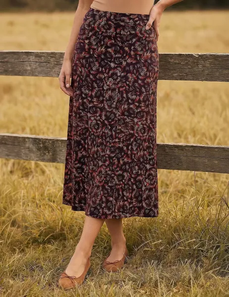 Roman Speckle Print Panelled A-Line Skirt Navy Mix