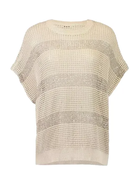 Short Sleeve Sweater Beige