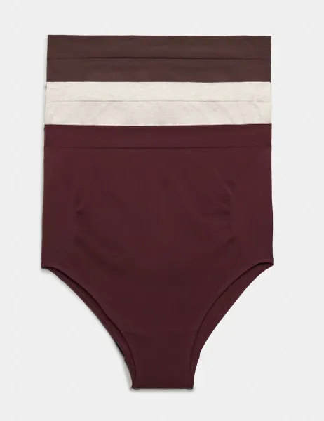 Marks & Spencer 3pk Seamless Over Bump Maternity Briefs Wine Mix