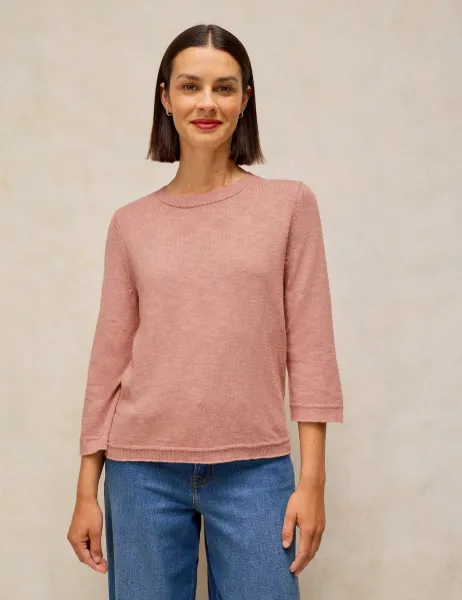 White Stuff Cotton Rich Crew Neck Jumper Pink