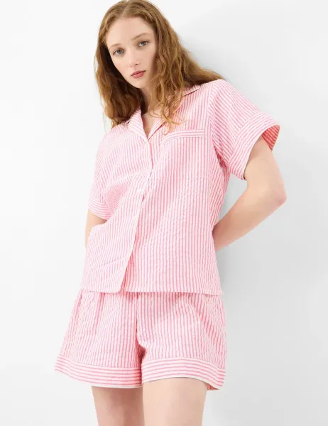 Accessorize Pure Cotton Striped Shortie Set Pink