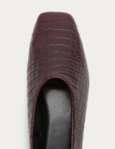 Marks & Spencer Leather Croc Ballet Pumps Plum