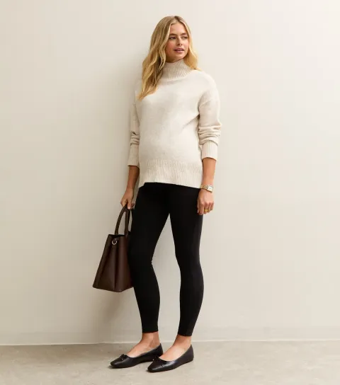 Women's Maternity Black High Waist Leggings
