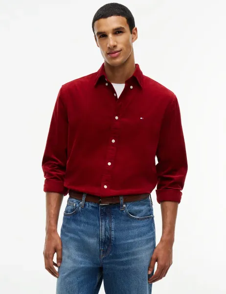 Tommy Hilfiger Regular Fit Corduroy Shirt Red