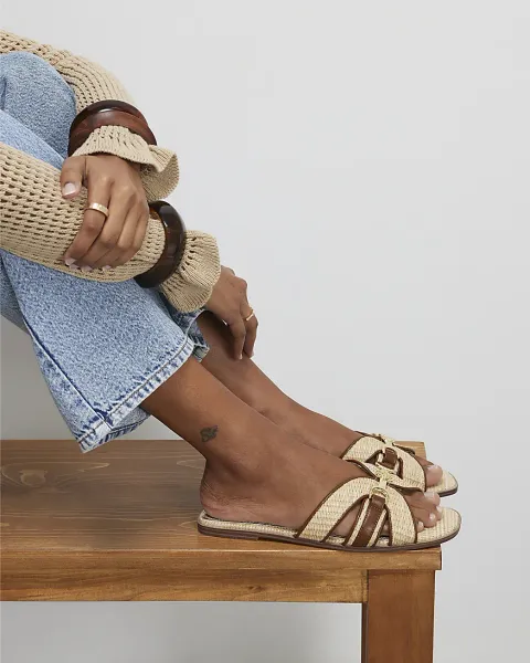 River Island Raffia Flat Sandals