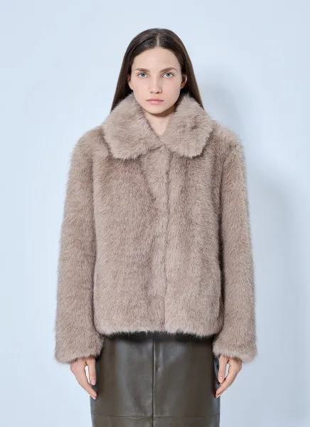 Max Mara Shawl Collar Faux Fur Jacket