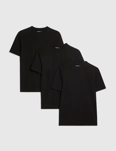 River Island 3 Pack Slim Fit Cotton Rich Crew Neck T-Shirts Black